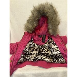 Vintage Y2K Baby Phat Girlz Pink Puffer Jacket 2T Faux Fur Hood